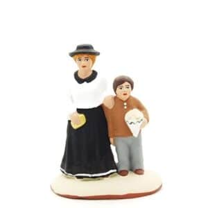 santon de provence maman et son garçon peint à la main