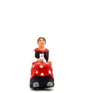 Santon de Provence peint à la main la femme assise au chaton