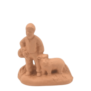 Enfant berger agneau à peindre